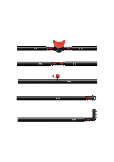 Hazır Delikli Damla Sulama Seti 150m 16mm 33cm Aralıklı, Damlatıcı Bağlantı Parçaları Dahil, Bahçe Tarla S