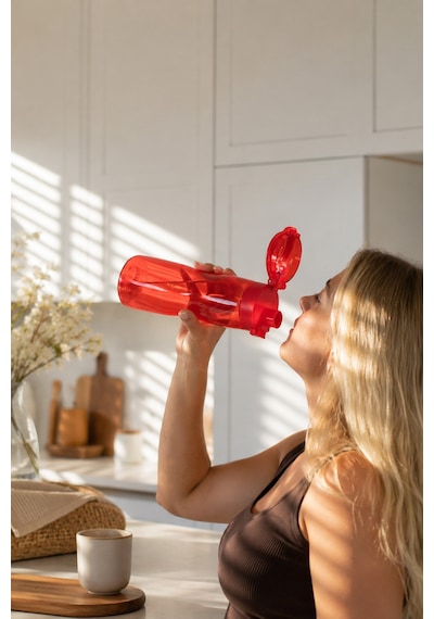 Porsima 911037-c Bpa Free Motivasyon Sporcu Su Matarası Suluk 0,7lt Su Şişesi Kırmızı