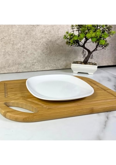 Ayrex Oval Kare Servis Tabağı, Polikarbon, Tatlı Sunum Tabağı, 18cm Diğer
