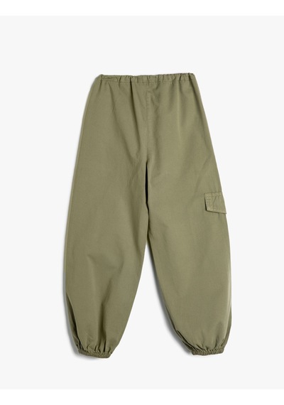 Koton Paraşüt Pantolon Pamuklu Beli Lastikli Cepli - Parachute Jean Haki 4wkg40045aw Haki