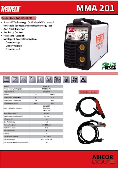 Tieweld MMA 201 200 Amper İnverter Kaynak Makinesi