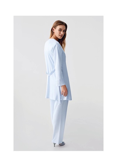 Angbutik Freshness 321 Kadın Sabahlıklı Pijama Takımı mavi