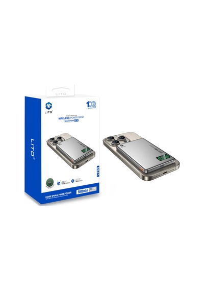 Lito Lp09 5000 Mah Ekranlı Ultra İnce Magsafe Powerbank, Gri