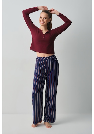 Suwen Campus Uzun Kollu Pijama Üstü Wsh12510055020 Bordo