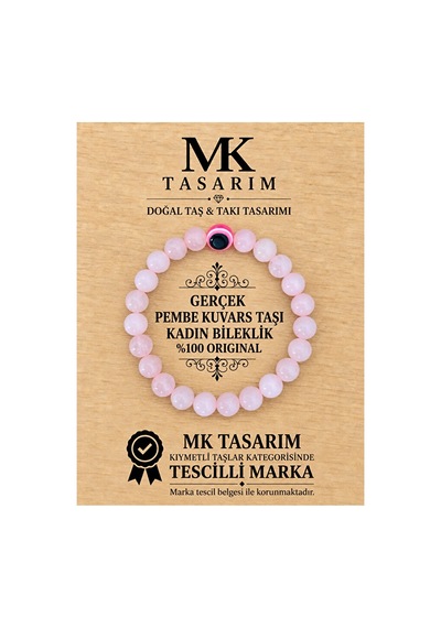 Gerçek Pembe Kuvars Bileklik Mk.7000.861- Rahatlık-dinginlik-enerji- Stres Bilekliği- Renkleri Boya Çok Renkli