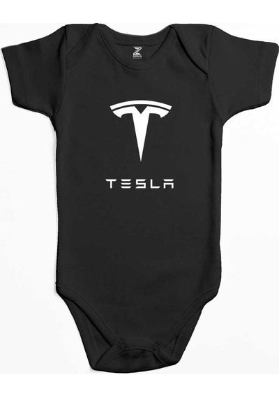 Zepplin Giyim Tesla Logo Text Sarı Bebek Body Zıbın