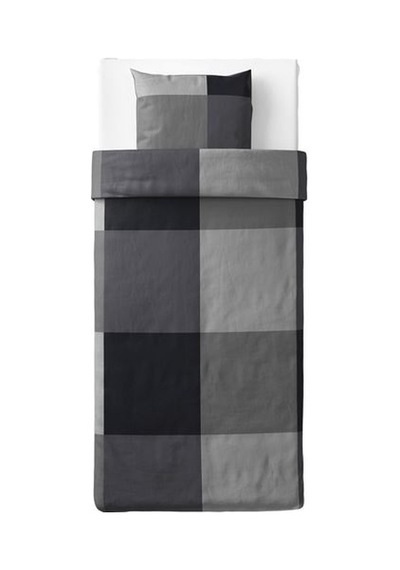 Ikea Brunkrıssla Tek Kişilik Nevresim Seti, Siyah, 150x200/50x60 Cm