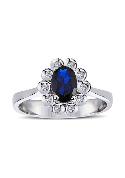 Lova Pırlantalı Oval Safir Anturaj Yüzük - 1070081