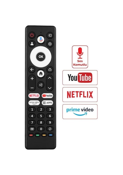 Arçelik Uyumlu A65 E 795 B Netflix-youtube-prime-apps Lcd Led Tv Kumanda - Ses Komutlu