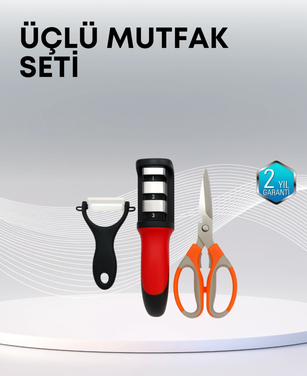 Çok Fonksiyonlu Mutfak Makas Seti 3 Makas, Bileyici Ve Soyacak Dahil Çok Renkli