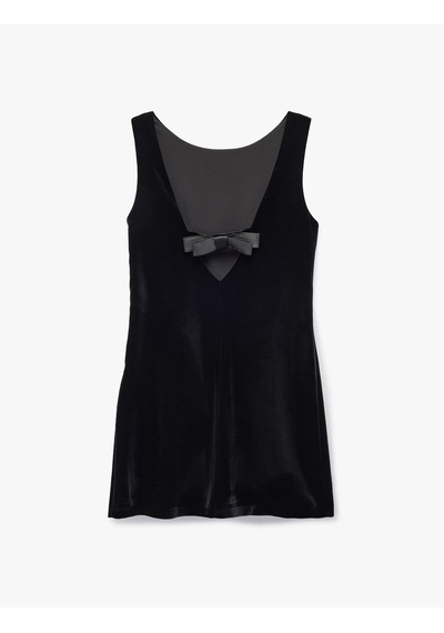 Koton Kolsuz Fiyonklu A Kesim V Yaka Kadife Mini Abiye Elbise Siyah 6wak80097fk Siyah