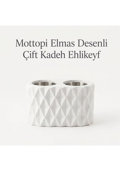 Mottopi Ehlikeyf Beyaz Elmas Desenli,2 Kadeh Yuvalı,metal İç Hazneli,termojelli Soğutucu-beyaz