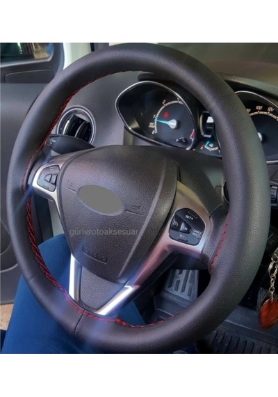 Ford Focus 3 Direksiyon Kılıfı Dikmeli Soft Kırmızı Ipli 38×11Cm