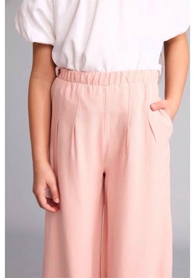 Defacto Wıde Leg Geniş Paça Keten Karışımlı Pantolon Kız Çocuk H1212a826smbr74 Pembe-br74