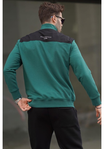 Madmext Koyu Yeşil Fermuar Yaka Basic Erkek Sweatshirt 6157-koyu Yeşil Koyu Yeşil