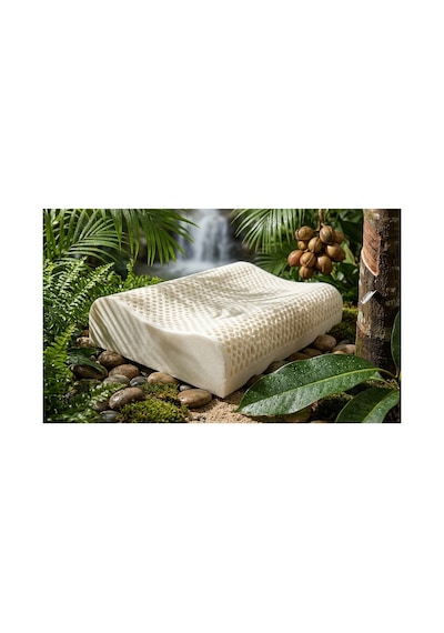 %100 Doğal Lateks Ortopedik Yastık Boyun Destekli Ergonomik Uyku Yastığı Pamuklu Kılıf 40x60x12/9 Cm