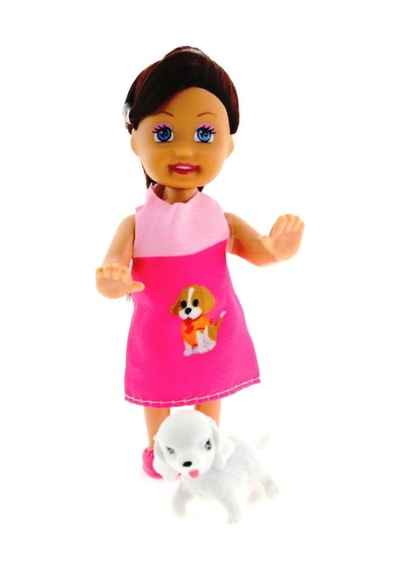 Cute Girl Köpek Figürlü Kumral Mini Bebek Nhr