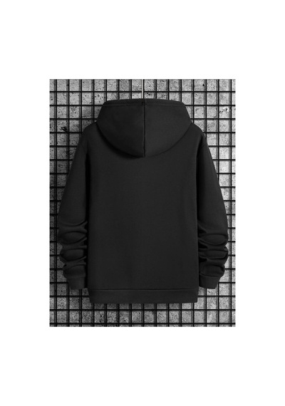 Medinenur Noel Baskılı Kapüşonlu Sweatshirt Siyah