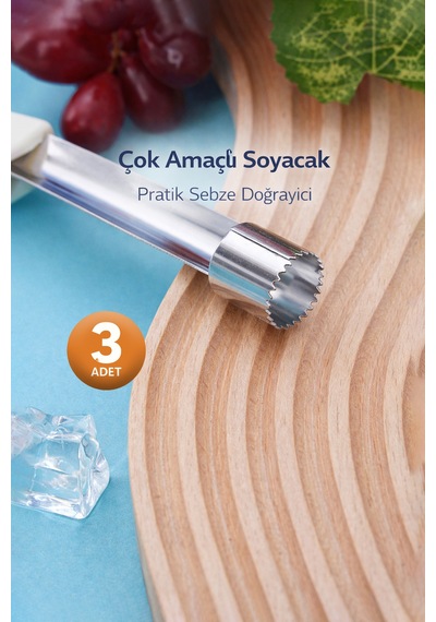 Çok Amaçlı Oyma Aparatı, Sebze Oyucu, Çelik Rende Oyucu, Pratik Sebze Doğrayıcı 3 Adet Çok Renkli Diğer