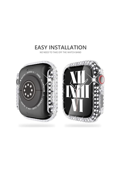 Apple Uyumlu Watch 7 41mm Zore Watch Gard 24 Kenarları Taşlı Sert Pc Kasa Ve Ekran Koruyucu