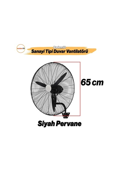 Ayrex Sanayi Tipi 65 Cm 190 W Duvar Vantilatörü Endüstriyel Geniş Sessiz Duvara Monte Fan