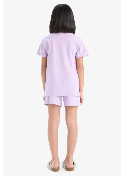 DeFacto Kız Çocuk Pijama Takımı Baskılı Kısa Kollu Üst Beli Lastikli Şort E6226A825HSPR249 Mor DeFacto Kız Çocuk Pijama Takımı Baskılı Kısa Kollu Üst Beli Lastikli Şort E6226A825HSPR249 Mor