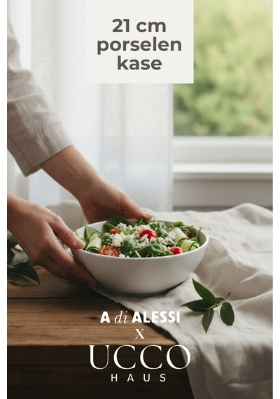 21 Cm Porselen Artisan Salata Meyve Sunum Kasesi - Yemek Makarna Tabağı beyaz