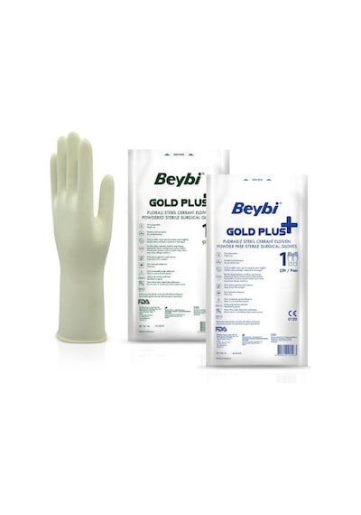 Beybi Gold Plus Steril Cerrahi Eldiven Pudralı No 7.5 20'Li