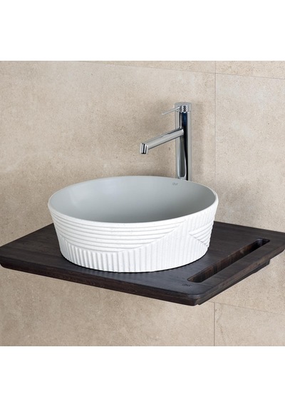 E-w1502mag Tezgah Üstü Lavabo Mat Gri & Beyaz Gri  -  Beyaz