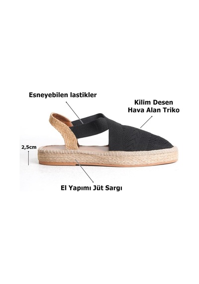 Roof Atelier Rosa Siyah Triko Espadril Ayakkabı Ayakkabı Siyah