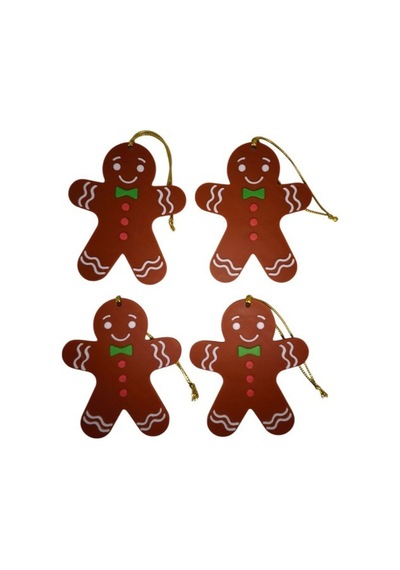 Yılbaşı Çam Ağacı Süsleri Kurabiye Adamlar 4 Adet 9 X 7 Cm Noel Baba