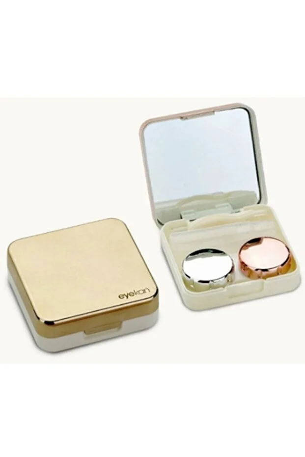 Aynalı Lens Kutusu - 5 Parça Pratik Seyahat Seti Gold