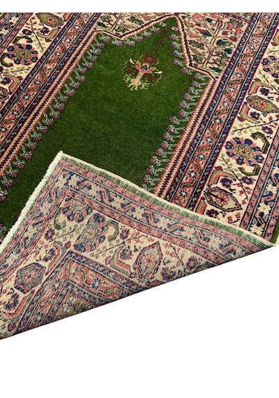 El Dokuma Sıfır Yeşil Bünyan Seccade 87x130 Kök Boya Yün Namazlık