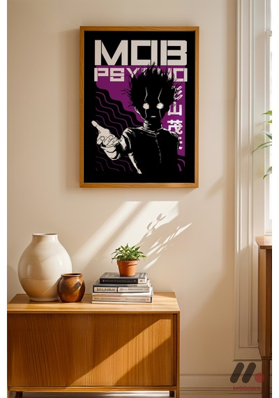 Mob Psycho Shigeo Poster, Ahşap Çerçeveli Duvar Tablosu - Anime Severlere Özel Hediye