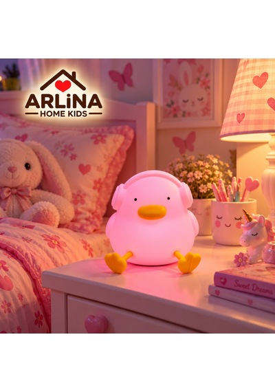 Sevimli Ördek Gece Lambası Rgb Renk Değiştiren Dokunmatik Silikon Bebek Çocuk Odası Şarjlı Led