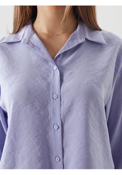 Lcwaıkıkı Classic Lila Modal Karışımlı Oversize Kadın Gömlek