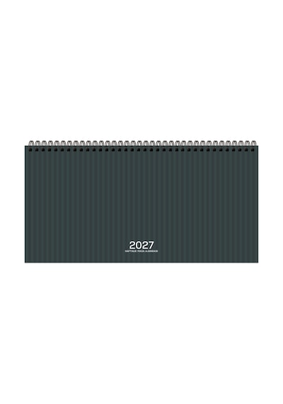 2027 Haftalık Spralli Masa Ajandası 16x33,5 Cm Aj-66 Çizgili Siyah - Gri
