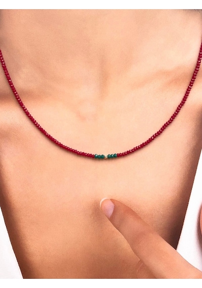14 Ayar Kristal Taşlı Minimal Altın Şans Kolyesi Sarı - Beyaz