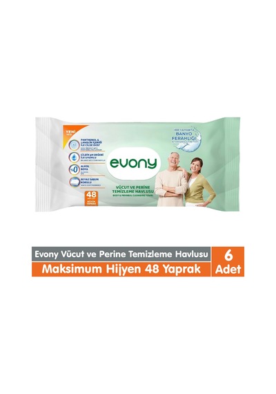 Evony Hijyenik Temizlik Mendili 48x6 288 Yaprak Tekli