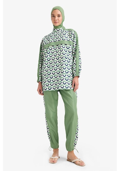 DeFacto Regular Fit Su İtici 3'lü Desenli Burkini Tesettür Mayo Takım E7996AX25HSGN680