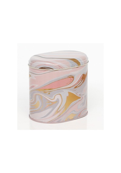 Liquid Pink Desenli Oval Metal Saklama Kabı 14 x 12 x 13 CM 1.4 L Çok Renkli
