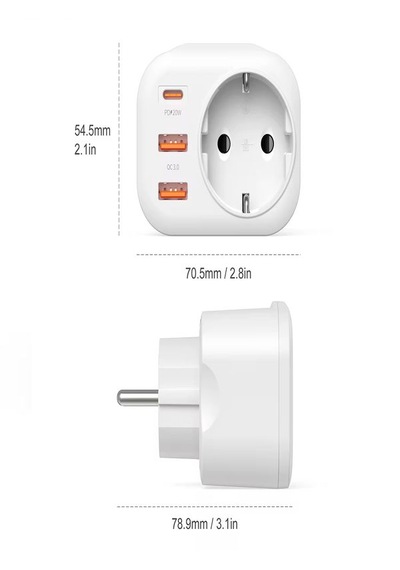 Ac-115 2500w 3.4a 2usb 1type-c 1soket Akım Korumalı Şarj Adaptörü