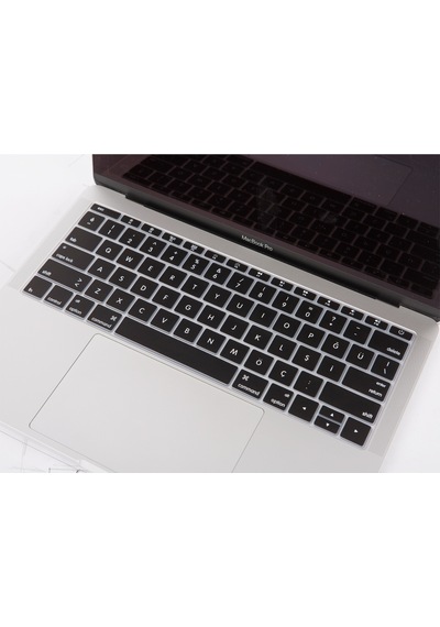Apple Uyumlu MacBook Pro Klavye Koruyucu 12-13Inc A1708 A1534 İngilizce Türkçe Siyah