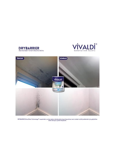 Nem Rutubet Ve Küf Önleyici Boya - Antibakteriyel Özellikli Kesin Çözüm Ürünü - Drybarrıer 1 Kg