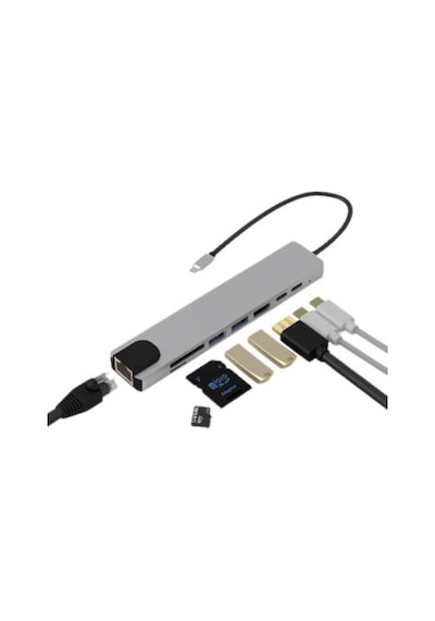 Usb C Çoklu Port Adaptör Hdmı Usb Ethernet Sd Kart Hub Mh-hs0935-8090
