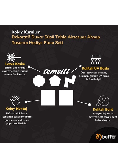 Buffer Deco103 Supermen Dekoratif Duvar Süsü Tablo Aksesuar Ahşap Tasarım Hediye Pano Sticker Seti 11