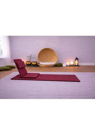 Backjack Meditasyon Sandalyesi Destekli Yer Minderi + 60x180 Kumaş Mat - Backjack 3xl Mat+backjack İkili Set Bordo