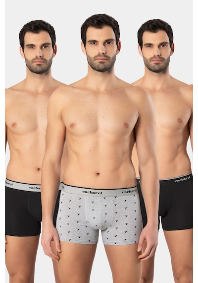 Cacharel Erkek Desenli Likralı Boxer 3'lü Paket 1339/siyah 4 Siyah