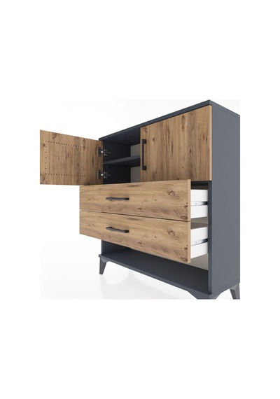 Arges Şifonyer 2 Raflı 2 Çekmeceli 2 Kapaklı 88x30x96 Antrasit-çam Antrasit