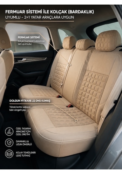 Fiat Punto Araçlara Uyumlu Arkalı Önlü Takım Dolgulu Oto Kılıfı - Piksel Seri 96249252